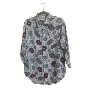 Vintage Guess Blue Shapes‎ Button Down Shirt Large